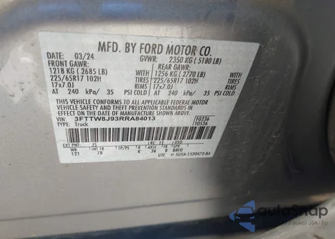 2024 Ford Maverick Xlt z USA, uszkodzony, nr VIN 3FTTW8J93RRA84013